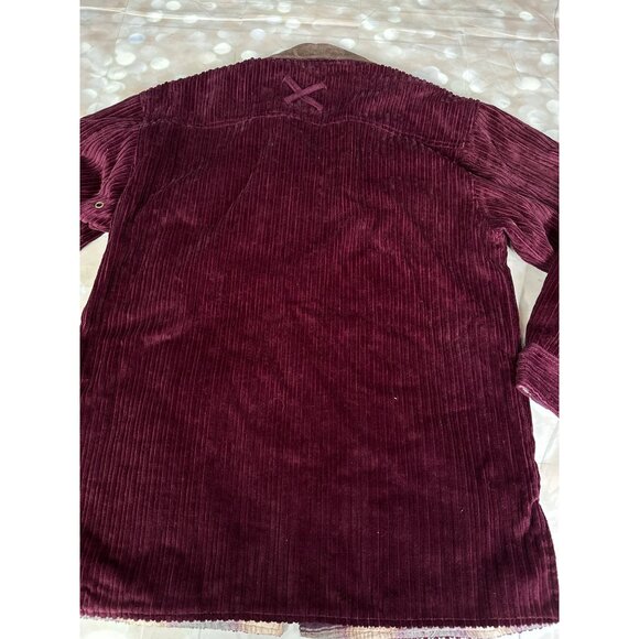 vintage QVC Denim & Co. Plum Corduroy Womens Small Zip Jacket Leather collar - Picture 12 of 13